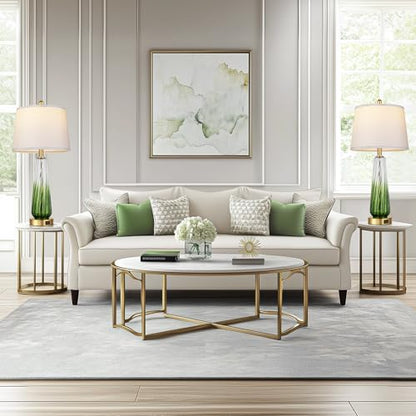 Modern Glass Table Lamps Set of 2, 27.5" Bedside Lamp for Bedroom, Green - color: Green