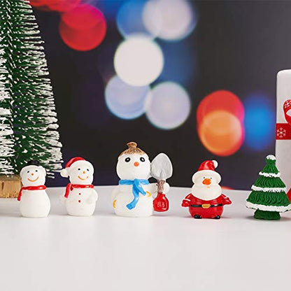 CCINEE 38PCS Christmas Miniature Figurines Ornament Kit Santa Claus Tree Resin Decoration for Fairy Garden Doll House Home Decor