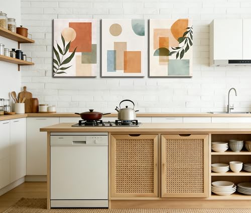 Frimeeme 3 Piece Framed Orange and Green wall Art Wall Decor, 12x16 Inches