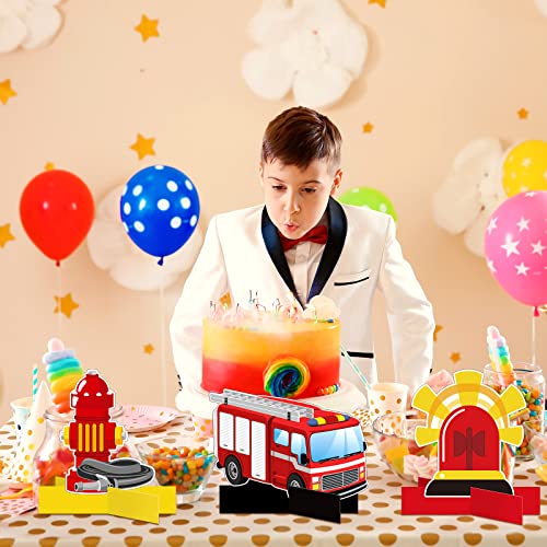 Epakh 10 Pcs Firetruck Birthday Party Decor Firetruck Honeycomb Centerpiece - style: Firetruck