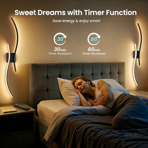 10000mAh Battery Operated Wall Sconces Set of 2, Black, 39.4 Inch - color: Black, size: 39.4in
