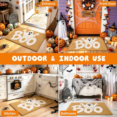 Halloween Welcome Mat Ghost Boo Non-Slip Front Door Mat, 17x29 in - color: Ghost Boo