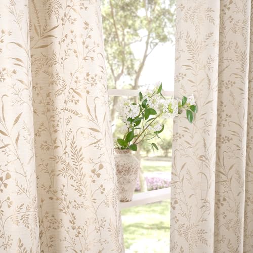 BGment Beige Linen Curtains for Living Room 63 Inch Length 2 Panels - color: Beige, size: 52"W x 63"L (Pack of 2)