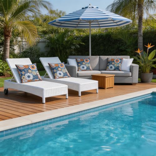 JMGBird Outdoor Throw Pillows Waterproof Outdoor Pillow Covers with Inserts - color: Blue Pattern