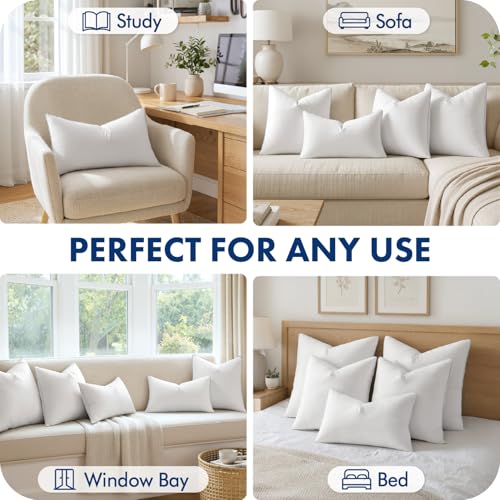 MIULEE 12x20 Inch Pillow Inserts Pack of 4 with 100% Textured Woven Fabric Cover - size: 12x20 Inch