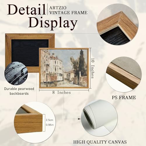 Framed Italian Oil Painting Landscape Canvas Wall Art for Living Room | Venice Landscape Art Print, Painterly Oil Style, Earthy, Warm, Rustic, Housewarmings Gifts, Ready to Hang, 12"x16" - color: City Street, size: 12"L x 16"W