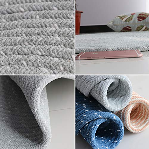 Hand Woven Round Area Rugs Living Room Bedroom Study Computer Chair Cushion Base Mat Round Carpet Lifts Basket Swivel Chair Pad Coffee Table Rug(2' Round, Gray) - color: Grey, size: 2' Round
