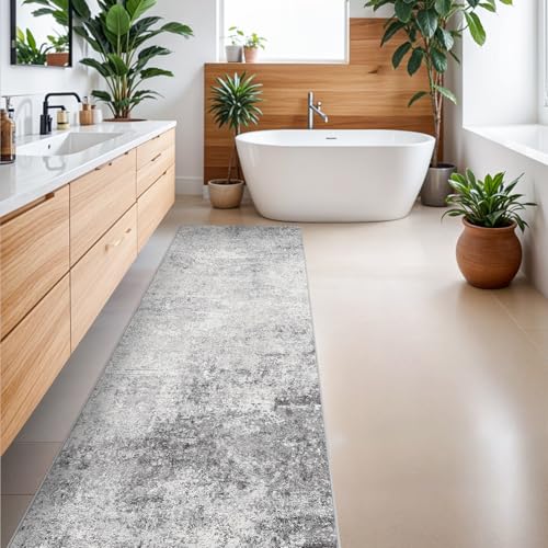 Washable 3x8 Hallway Runner Rug: Abstract Non Slip Rugs for Bedroom Grey - color: Grey, size: 3' x 8' (Runner)