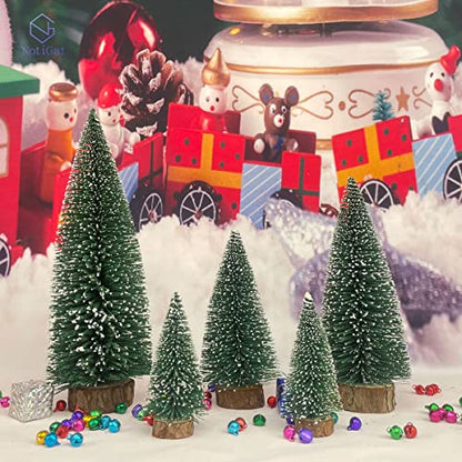 mini Christmas Tree Bottle Brush Christmas Trees with Wooden Bases Christmas Decorations for Party Table top decer Christmas Tree （5pcs）