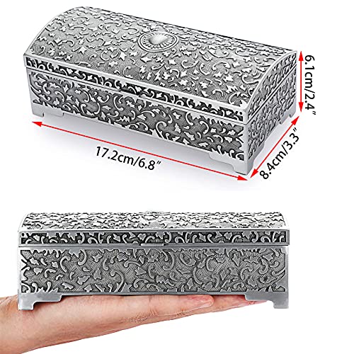 Hipiwe Vintage Metal Jewelry Box Treasure Chest Case Ring Holder, Medium - size: Medium