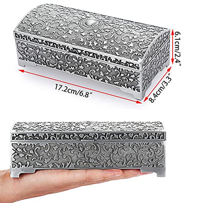 Hipiwe Vintage Metal Jewelry Box Treasure Chest Case Ring Holder, Medium - size: Medium
