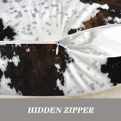 Black Brown White 12X20 Lumbar Throw Pillow Covers Cow Print - color: Cow Skin
