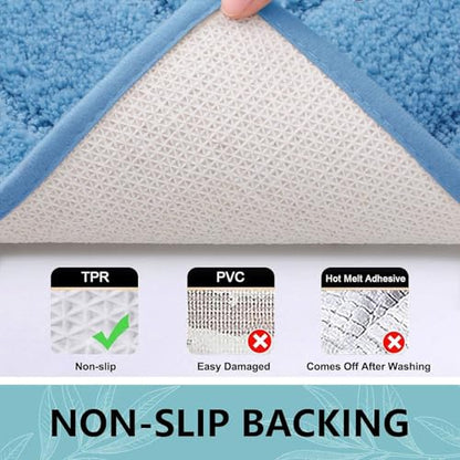 Buganda Microfiber Bathroom Rugs 24x16, Soft Shaggy Absorbent Bath Rugs - color: Blue, size: 24" X 16"