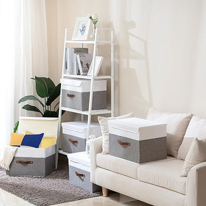 Yawinhe Collapsible Storage Bins,White/Grey,13.0x9.0x7.9in,5-Pack - color: White/Grey, size: M/(5 Pack)