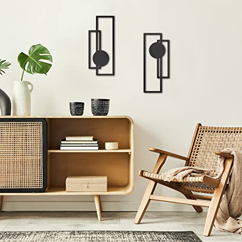 Peryiter 2 Pcs Minimalist Metal Abstract Wall Art Black Living Room Decor