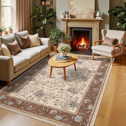 GarveeHome 5x7 Area Rug Brown Washable Rugs for Living Room Bedroom - color: Brown, size: 5' x 7' (Rectangular)