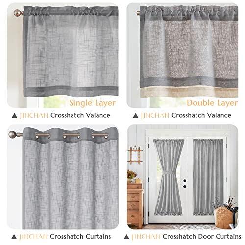 jinchan Kitchen Valance Curtain Double Layers, 50x16, 1 Panel, Grey - color: Double Layer | Grey, size: 50"W x 16"L (Pack of 1)