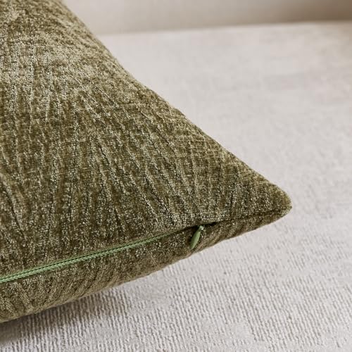 Throw Pillow Covers 16x16 Inch Set of 2, Textured Leaf, Green - color: Green, size: 16" x 16" (Pack of 2)