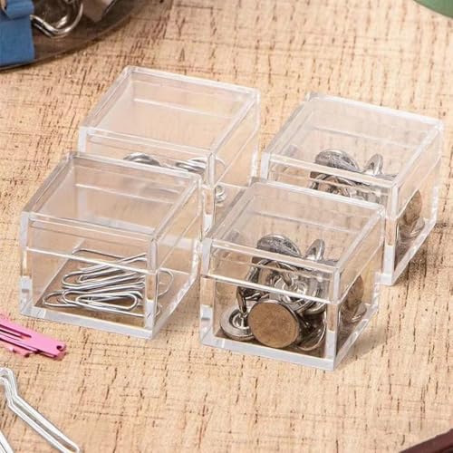 KissYou Small Acrylic Box with Lid 1.18 x1.18 x 0.86 Inch Plastic Cube - size: 1.18 x1.18 x 0.86 Inch