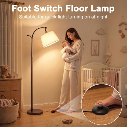 Floor Lamp, 9W 850lm Smart LED Arch Floor Lamp - Solid Wood Base - color: Solid Wood