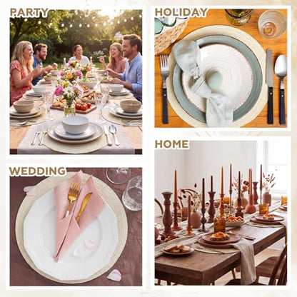 24 Pcs 13 in Round Woven Placemats Boho Charger,Beige,Classic - color: Beige, style: Classic