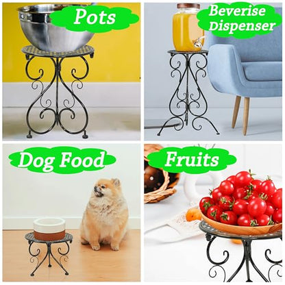 NAKUPE 4-Pack Metal Plant Stand for Indoor Outdoor, Heavy Duty Flower Pot Stands for Multiple Plants, Rustproof Iron Planter Holder Display Shelf for Patio Home Garden Porch Balcony(Black)