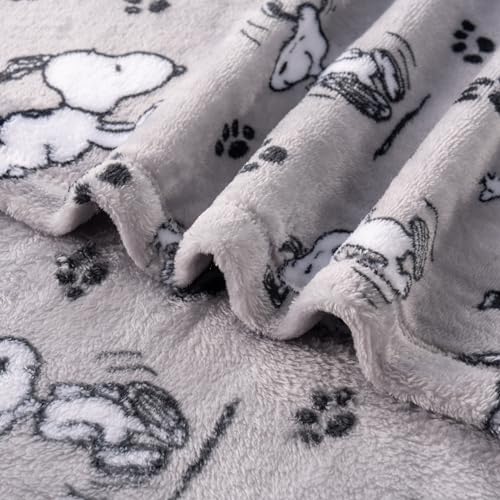 Berkshire Blanket Peanuts® VelvetLoft® Cute Character Snoopy Plush Blanket,Peanuts Poses and Paws Grey,Full/Queen 90 in x 90 in (Official Peanuts® Product) - color: Peanuts Poses and Paws Grey, size: Full/Queen (90 in x 90 in)