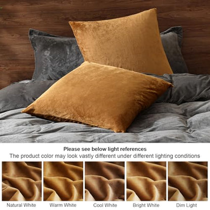 PHF Velvet Euro Shams 26" x 26", Brownish Camel, No Insert, 2 Pack - color: Brownish Camel, size: 26" x 26" (Pack of 2)