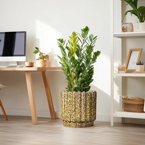 Ceramicfor Ceramic Plant Pots - 12 Inch Planter with Drainage Hole, Large Ceramic Flower Pots for Indoor Plants, Round Planter Outdoor, Living Room Decor, Gifts for Plant Lovers, Yellow - color: Leopard Print Yellow, size: 12 Inch