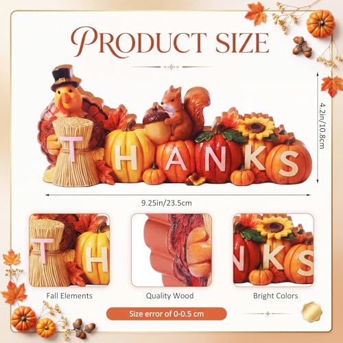 Amyhill Thanksgiving Decoration for Home Wooden Pumpkin Turkey Tabletop - style: Thanksgiving