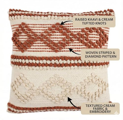 TreeWool 100% Cotton Woven Throw Pillow Cover (Pack of 1, 18" x 18", Kaavi) - color: Kaavi