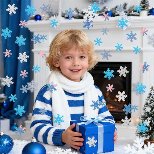 MARFOREVER Christmas Snowflakes Confetti Decorations, Iridescent Clear White Snowflake Table Confetti Mixed Winter Glitter Sequins for Xmas Winter Wonderland Party Home Decoration - style: Winter