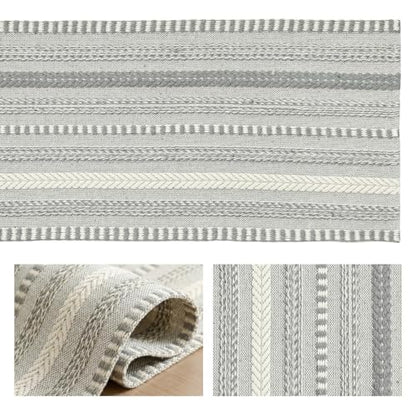 Artoid Mode Dark Grey Farmhouse Stripe Braided Table Runner 12x72 Inch - color: Dark Grey, size: 12" x 72", Table Runner