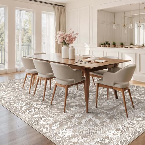 Soalmost 9x12 Area Rugs for Living Room, Washable Neutral Rug Light Brown - color: Light Brown, size: 9' x 12' (Rectangular)