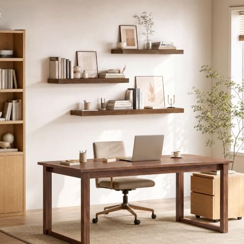 Floating Shelves for Wall, 48 Inch Wall Mounted Storage and Display for Living Room, Bedroom, Kitchen, Bathroom Set of 2 Rustic Brown - color: Retro Brown, size: 48 Inch