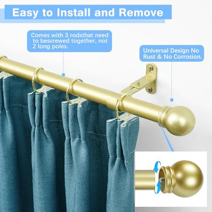Curtain Rods for Windows 16-48", 1 In Gold Curtain Rod, 2 Pack - color: Warm Gold, size: 48" - 1'' rod - 2 Pack