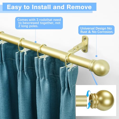 Curtain Rods for Windows 16-48", 1 In Gold Curtain Rod, 1 Pack - color: Warm Gold, size: 48" - 1'' rod - 1 Pack