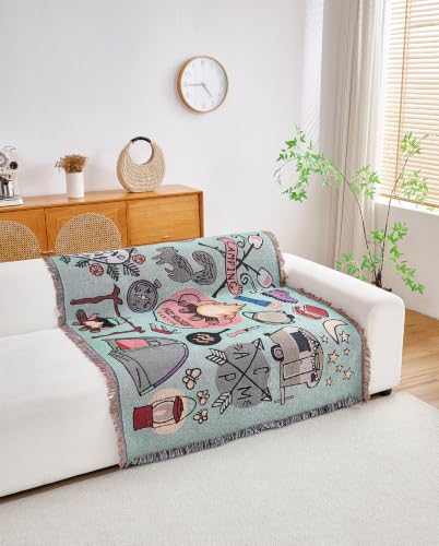 Erke Boho Throw Blanket Cushion Cover Sheet Blanket Chair Recliner Cover Rug Hanging Tapestry Furniture Slipcover (Fire, 50" X 70") - color: Fire