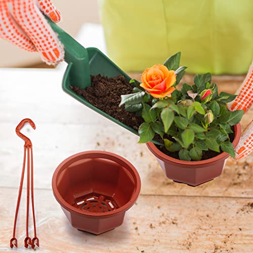 Roshtia 24 Pcs Hanging Planter Pot with Hook, Brown, 6.7 Inch - color: Brown, size: 6.7 Inch