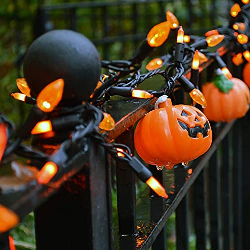 Halloween Lights, 29ft 150 Count Black Wire Incandescent Christmas Mini Lights, 120 V High-Voltage UL Certified Clear Light String Connectable, for Indoor Outdoor Patio Tree Party Home Decor, Orange - color: Orange, size: 1 Pack