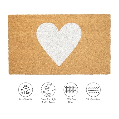 Calloway Mills Madison Heart Doormat (White, 24" x 36") - color: White, size: 2' x 3' (Rectangular)