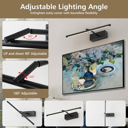 16in Wireless Picture Light, Battery Operated LED Wall Sconce - color: Black