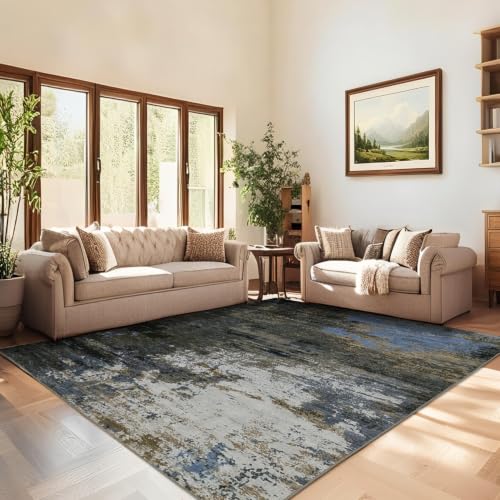 GarveeHome 4x6 Washable Area Rug Modern Abstract Gray Brown - color: Natura/Land, size: 4' x 6'