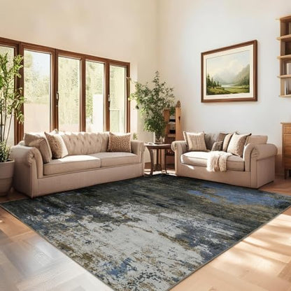 GarveeHome 4x6 Washable Area Rug Modern Abstract Gray Brown - color: Natura/Land, size: 4' x 6'