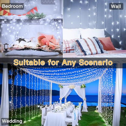 Ollny Christmas Lights 400LED 131FT, Cool White Fairy Lights with Remote - color: Cool White, size: 400 LEDs