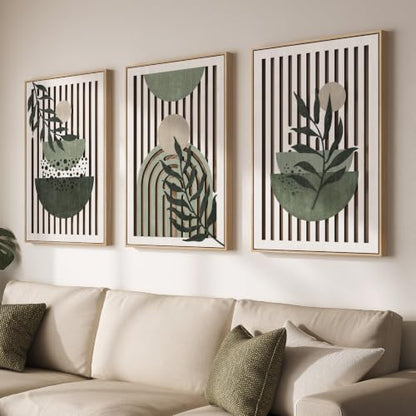 Large Framed Boho Cutout Carved Wood Wall Art for Living Room, 24x36 Inch - color: Saga Green
