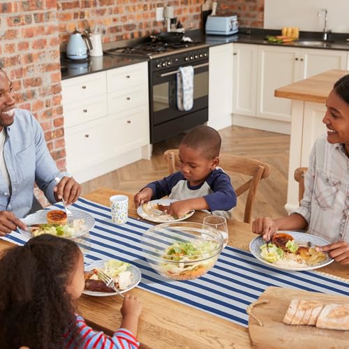 AmazingSpark Striped Table Runner Roll,Navy Blue,25' Long X 16" Wide - color: Navy Blue, size: 25' Long X 16" Wide