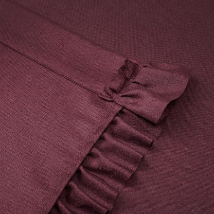TERLYTEX Burgundy Linen Curtains with Ruffled Edges, 47 x 90 Inch, 2 Panels - color: Burgundy, size: 47"W x 90"L (Pack of 2)