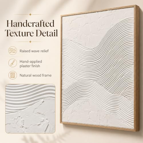 Artiluxy 3D Minimalist Textured Abstract Wall Art Set of 2, Neutral - color: White A