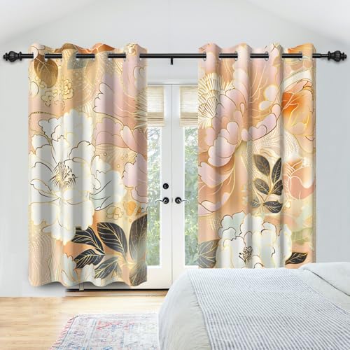 Luxury Floral Blackout Curtains for Bedroom 84 Inches Long - color: Floral-e